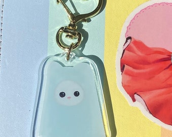 Calico ghost kitty acrylic charm