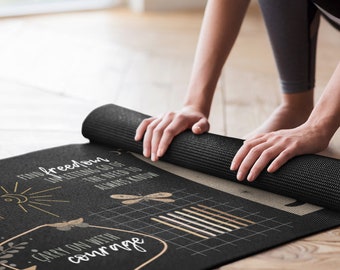 Self care yoga mat, self love Yoga Mat, daily reminders, gift for her