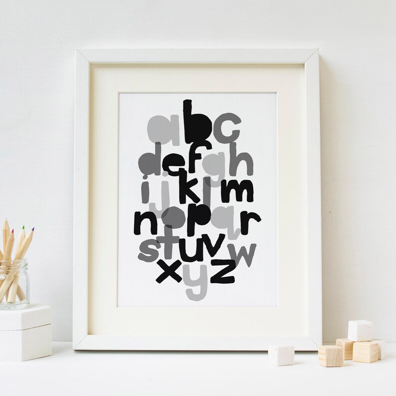 Nursery nursery Art, ABC gray Decor, Educational Printable, Nursery Boys black Wall Wall Art, ABC Decor, Printable, Boys Nursery Wall ABC Educational Art, black Wall gray nursery ABC Nursery Art,
