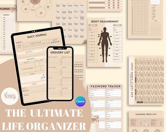 Ultimate Life Organizer Bundle, Habit Tracker, Planificateur de repas (téléchargement numérique)
