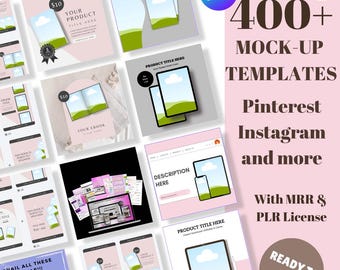 Plus de 400 modèles de maquette d'annonce | Maquettes modifiables sur toile | Épingles Pinterest | Modèles de réseaux sociaux (MRR, DPP)