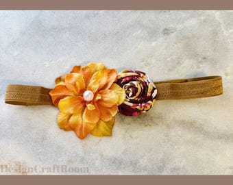 Bandeau floral pour bébé | Nœud floral automne nouveau-né, accessoire pour bébé pour Thanksgiving