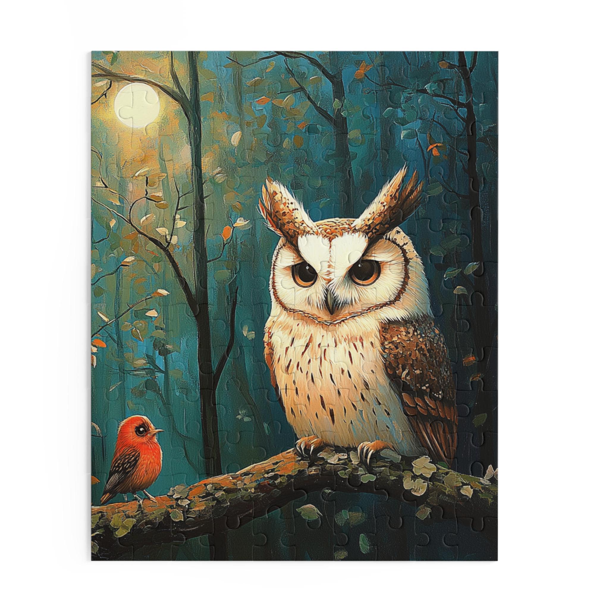 Owl and Red Bird Artistic Puzzle (120, 252, 500-Piece), Family Puzzle