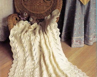 Vintage Baby - Baby Blanket Pattern - Baby Shower Gift - Knitting Pattern - Heirloom Blanket - Receiving Blanket - Christening Gift - PDF