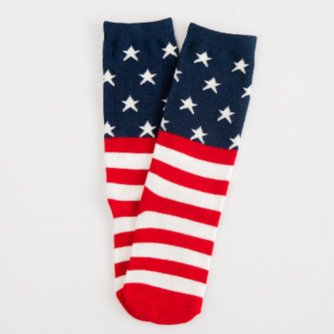 USA Flag Knee High Socks Kid Etsy