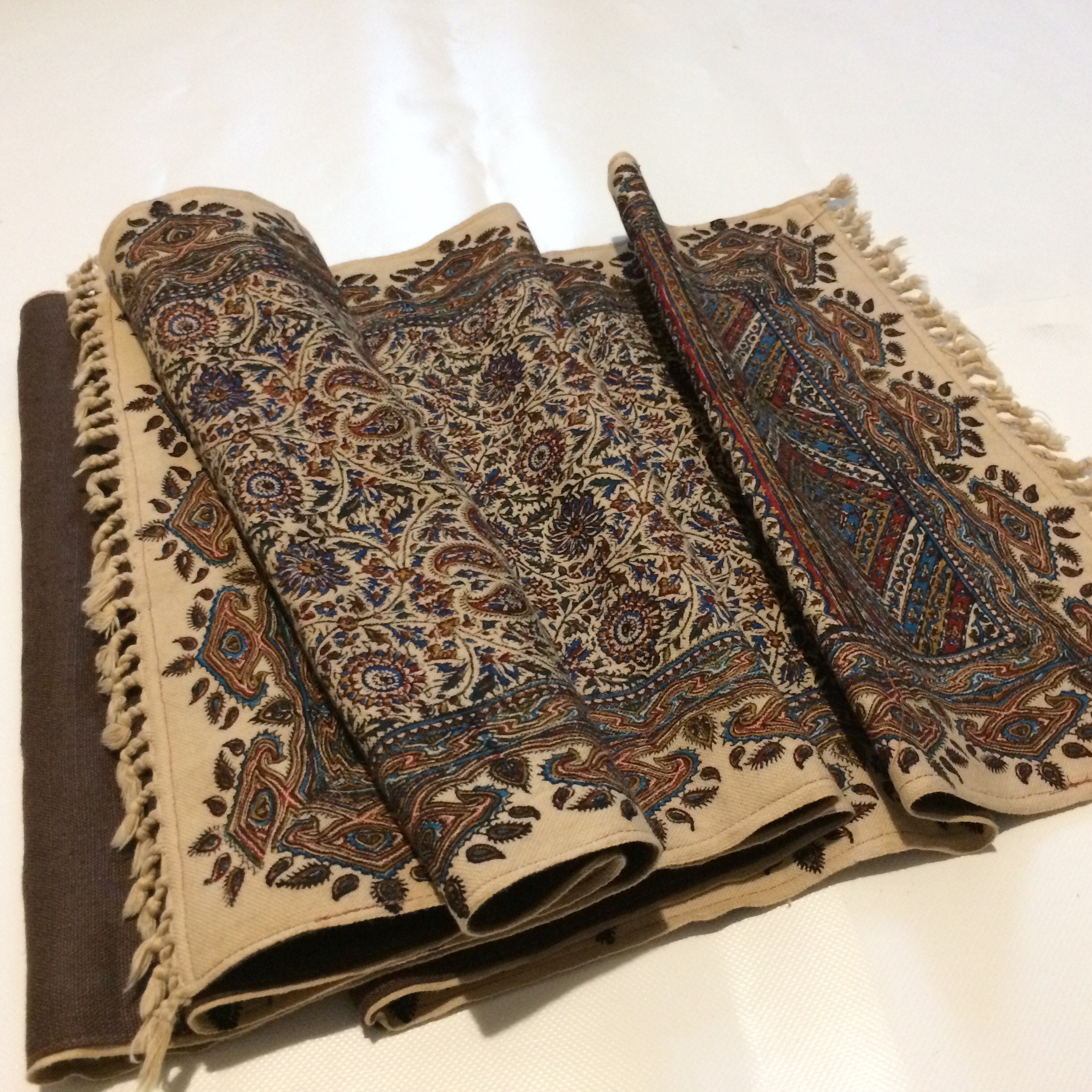 Table Runner 94 Inches Long Traditional Hand Block Printed With Linen Table Runner 94 Inches Long Traditional Hand Block Printed With Linen Lining Bohemian Blue Tapestry Paisley