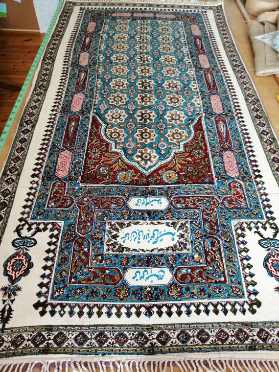 Hand block printed tapestry art, Islamic prayer mat , wall hanging