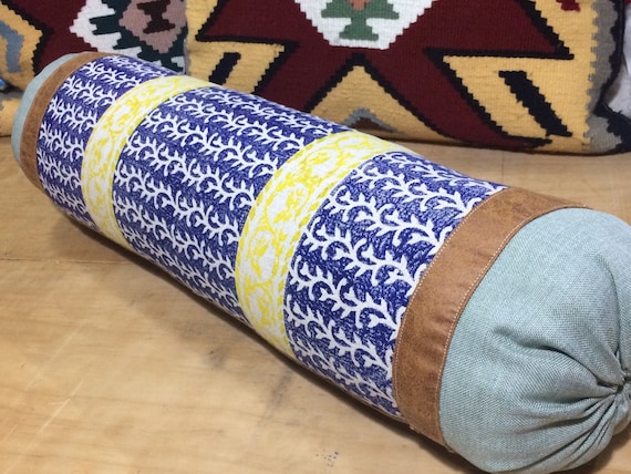 Hand painted bolster pillows , linen bolster pillows , slow fashion,gift for new home