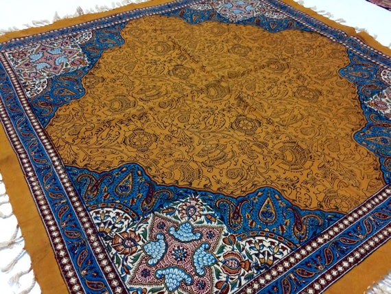 The autumn | Symbolic and spiritual textile art | hand block printed collectible tapestry | unique gift | table top | wall hanging quilts