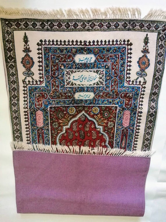 Hand block printed tapestry art, Islamic prayer mat , wall hanging