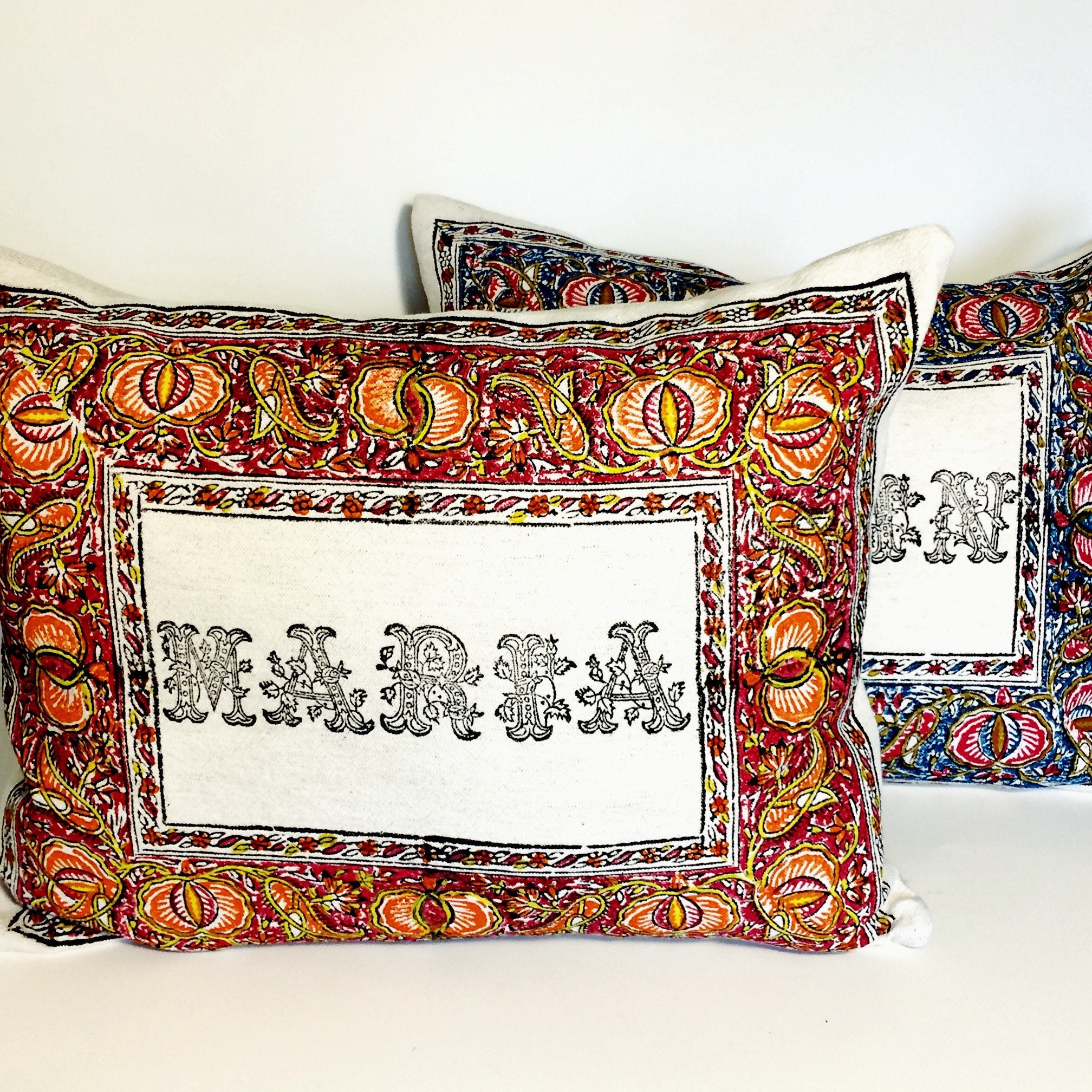 Personalised pillow , name pillow , block printed pillow , gift pillow, gift for kids, birthday ...