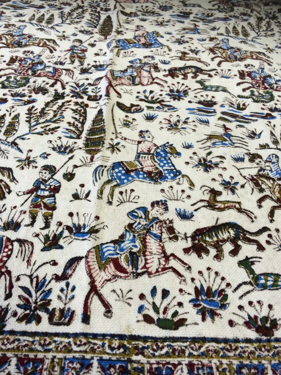 Very unique Hunting Scene Collectible tapestry art,60" handprinted calico tablecloth,Reversible, masterpiece art, wall hanging or decoration
