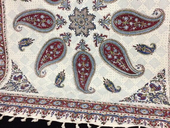 Handmade tapestry | nice gift table top paisley design | wall decor | natural textile 39" inches with tassels