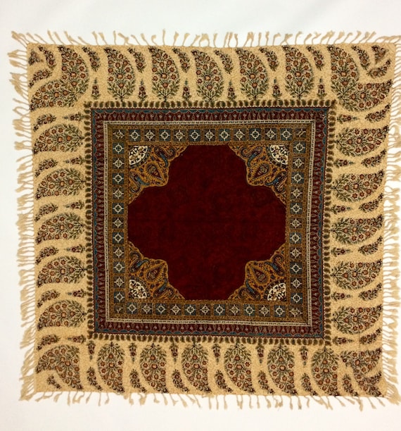 The tree of peace | Symbolic and spiritual textile art | collectible piece | unique gift | gold and red tableware | block printing on fabric