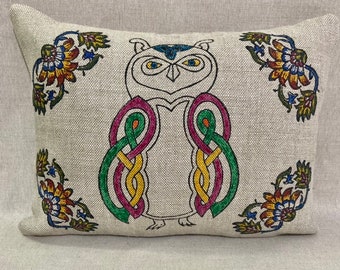 owl linen cushions ,modern owl design pillow , block printed linen pillow case , sofa cushion, cushion cover,case dresses, linen throw