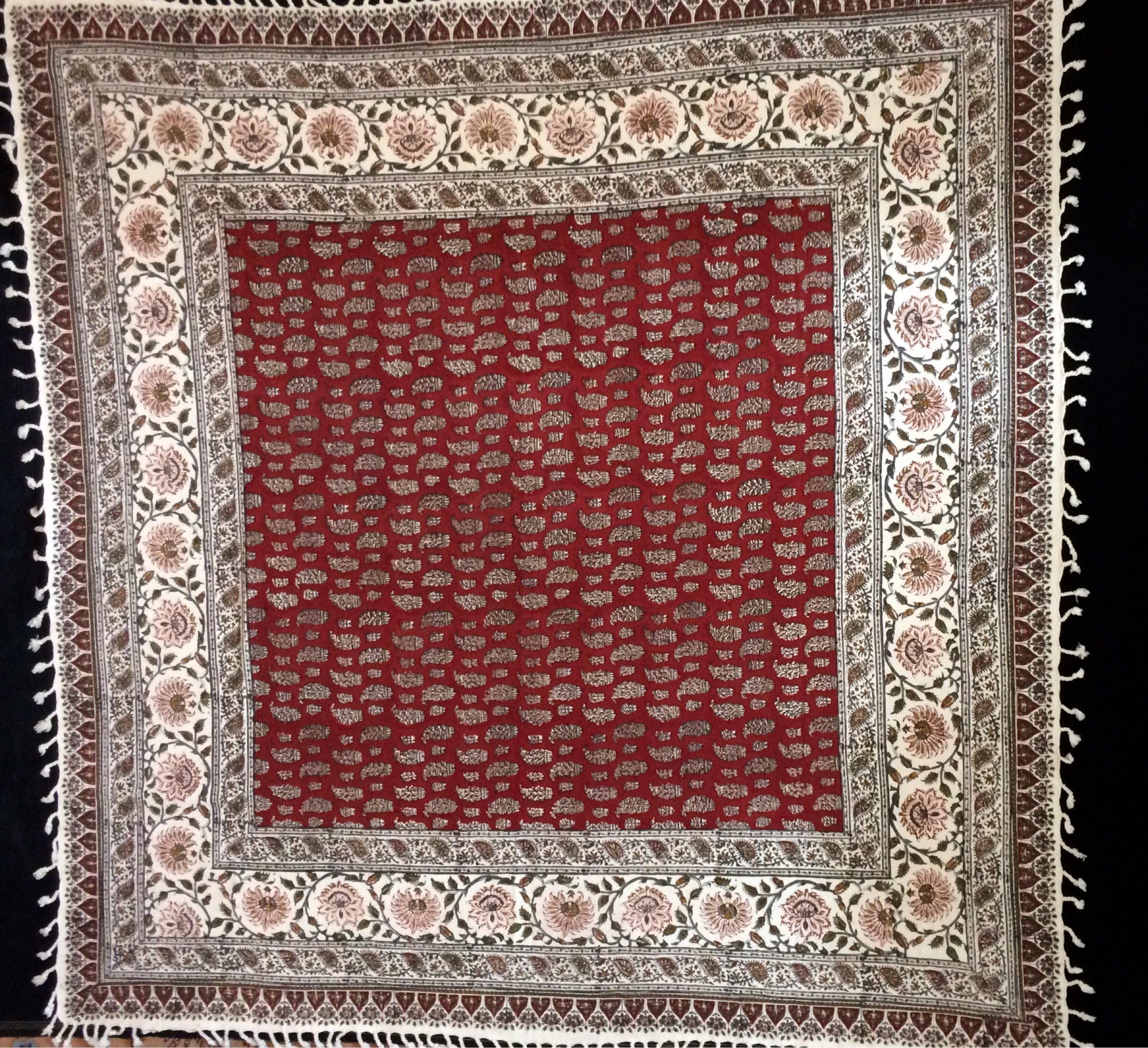 Red Square Tablecloth With Paisley Design Wall Decor Natural Textile Gallery Photo