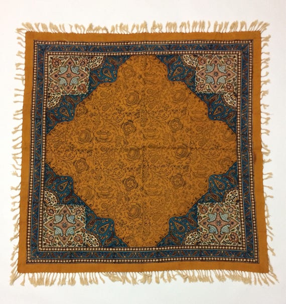 The autumn | Symbolic and spiritual textile art | hand block printed collectible tapestry | unique gift | table top | wall hanging quilts