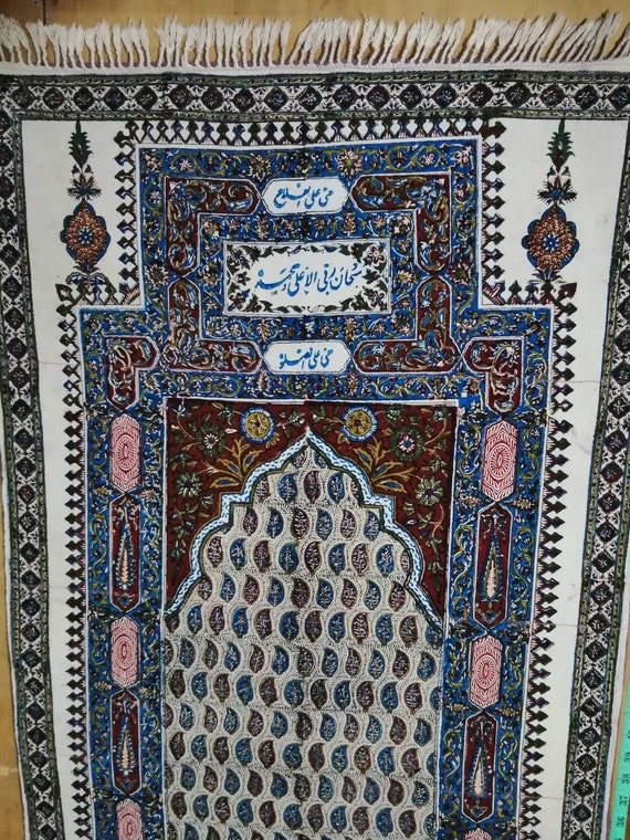 Hand block printed tapestry art, Islamic prayer mat , wall hanging