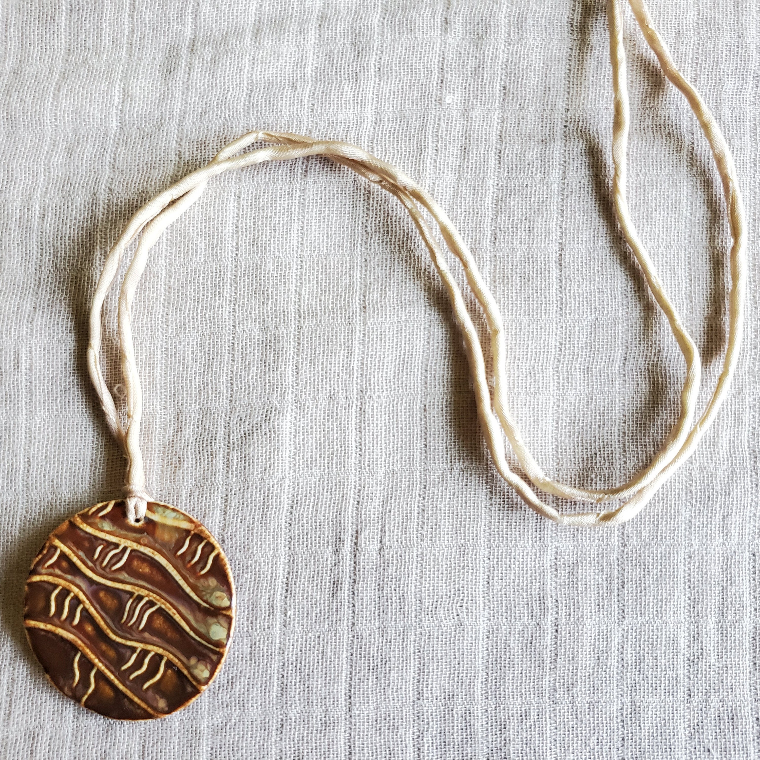 アンヌーク　チョーカーSilkcord x Parts Necklace Ceramic Silk Cord Necklaces - Etsy