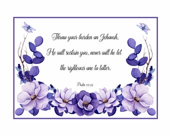 Psalm 55:22 Greeting Card - Instant Download - Throw your burden on Jehovah - JW gift - JW card