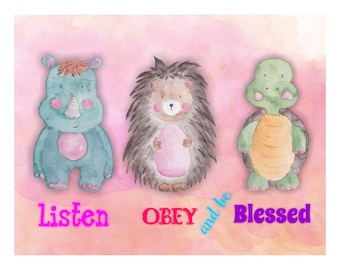 Listen Obey and Be Blessed Room Sign Digital Download - JW Gifts - JW Games Personalized Sign