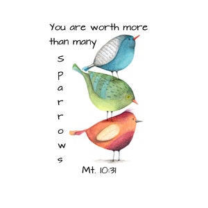 Worth more than many Sparrows Card Mt 10:31, encouragement - Instant Download - JW gift - JW card