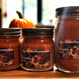 Pumpkin Spice Soy Candle Fall-inspired Cozy Warm Gourmet Nostalgic Natural Made in Maine Non-toxic Eco-friendly Autumn Spicy Indulgent