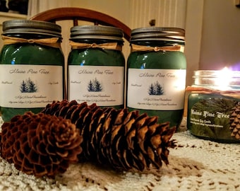 Maine Pine Soy Candle Hand-Poured in Maine Rustic Pine Candle Woodsy Scented Candle Fresh Pine Candle Farmhouse Candle Maine Woods Scent