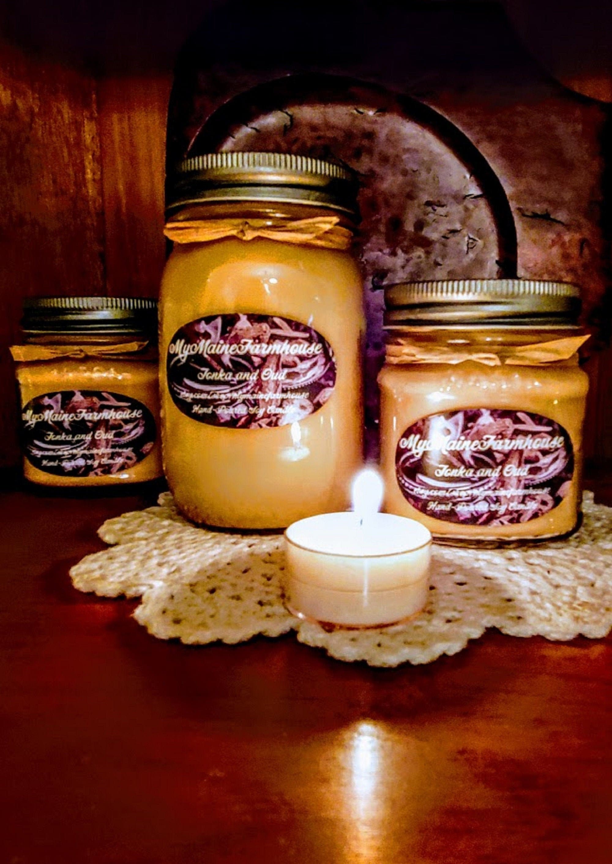 Tonka and Oud Hand Poured Soy Candle Luxurious Exotic Masculine Woody Rich Natural Non-toxic Eco-friendly Made in Maine Rustic Farmhouse