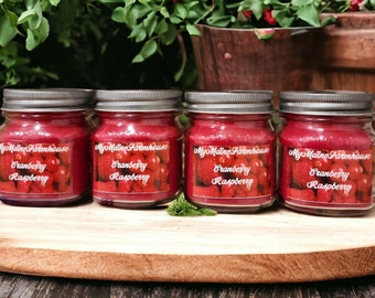 Cranberry Raspberry Soy Candle Delightful Fruity Tart Sweet Vibrant Juicy Mouth-watering Non-toxic Eco-friendly Made in a Maine Farmhouse