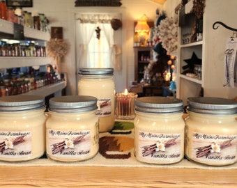 Vanilla Bean Soy Candle Gourmet Creamy Classic Warm Cozy Aromatherapy Sweet Vegan Eco-friendly Nontoxic Handmade Maine Farmhouse Rustic