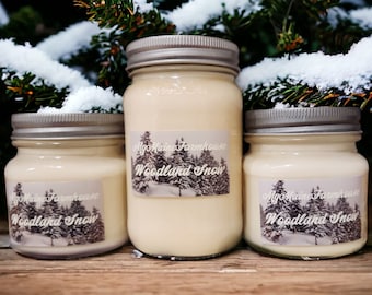 Woodland Snow Soy Candle Crisp Invigorating Ozone Fresh Pure Earthy Woody Revitalizing Piney Hand-Poured in Maine Non-toxic Eco-friendly