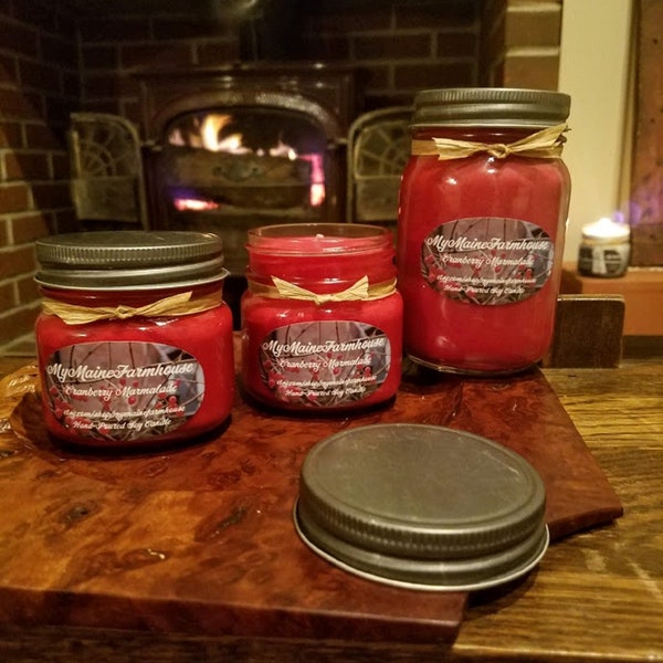 Cranberry Marmalade Soy Candle Tart Sweet Fruity Zesty Complex Citrus Vibrant Berry Notes Refreshing Non-toxic Eco-friendly Made in Maine
