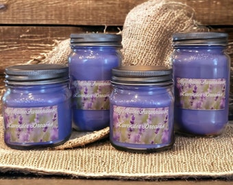 Lavender Dreams Soy Candle Delicate Comforting Soft Tranquil Relaxing Herbal Uplifting Aromatherapy Made in Maine Non-toxic Eco-friendly