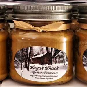 Sugar Shack Sojakerze Ahornsirup ungiftig umweltfreundlich Made in Maine Geschenk Smoky Maple Candle Handgemachte Sojakerze New England Candle Rustikal