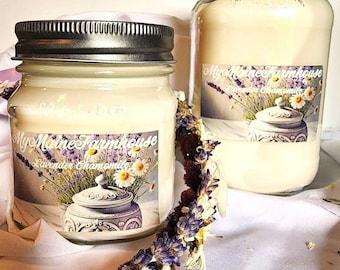 Lavender Chamomile Soy Candle: Maine-Made Herbal Spa Candle