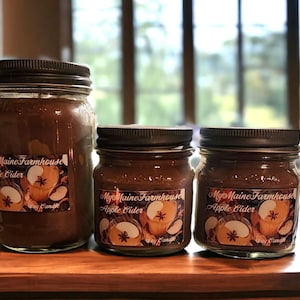 Apple Cider Soy Candle Sweet Tangy Tart Fruity Spicy Refreshing Cozy Warm Nostalgic Apple Festive Non-toxic Eco-friendly Made in Maine