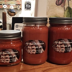 Heißer Apfelkuchen, Sojakerze, gemütlich, verführerisch, nostalgisch, köstlich, von der Bäckerei inspiriert, umweltfreundlich, ungiftig, Bauernhaus von Hand gegossen in Maine