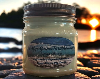 Ocean Breeze Soy Candle Salty Clean Fresh Invigorating Coastal Hints of Ozone Sea Minerals Crisp Non-toxic Eco-friendly Handmade in Maine