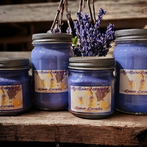 Lemon Lavender Soy Candle Floral Citrus Herbal Invigorating Aromatherapy Calming Refreshing Bright Non-toxic Eco-friendly Made in Maine
