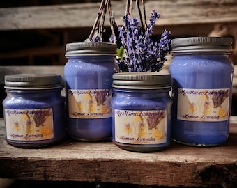 Lemon Lavender Soy Candle Floral Citrus Herbal Invigorating Aromatherapy Calming Refreshing Bright Non-toxic Eco-friendly Made in Maine