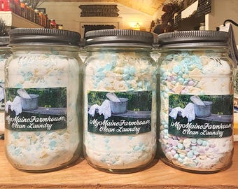 Homemade Laundry Soap Natural Eco-friendly Budget-friendly Fragrance-boosted Stain-fighting Odor-neutralizing Water-softener 16 oz Mason Jar