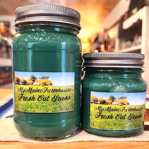 Fresh Cut Grass Soy Candle Lawn-fresh Outdoor-inspired Green Aromatherapy Refreshing Eco-friendly Made in Maine Nontoxic Farmhouse Rustic