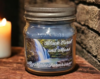 Black Coral and Moss Soy Candle Ocean-inspired meets Earthy Woody Invigorating Captivating Mysterious Made in Maine Non-toxic Eco-friendly