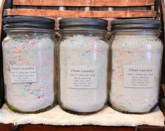 Homemade Laundry Soap Natural Eco-friendly Budget-friendly Fragrance-boosted Stain-fighting Odor-neutralizing Water-softener 16 oz Mason Jar