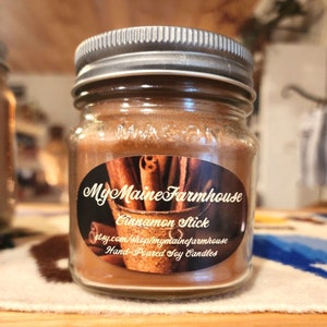 Cinnamon Stick Soy Candle Cinnamon Soy Candle Cozy  Eco-friendly Handmade Non-toxic  Primitive Farmhouse Rustic Made in Maine Fall Candle