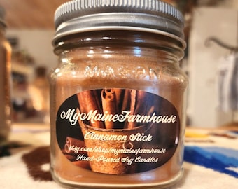 Cinnamon Stick Soy Candle Cinnamon Soy Candle Cozy  Eco-friendly Handmade Non-toxic  Primitive Farmhouse Rustic Made in Maine Fall Candle