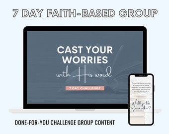 7 Day Cast Your Worries with His Word, Challenge Group Guide, Faith & Fitness Challenge, Faith-based Challenge, Christian Coach Content