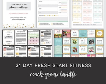 Coach Group Bundle : 21 Day Fresh Start Fitness Challenge - Challenge Group Guide - New Year Fitness Challenge - Coach - Done For You