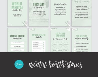 CANVA Geschichten zur psychischen Gesundheit Bilder - Geschichten zum Weltgeistigen Gesundheitstag - Engagement-Geschichte zur psychischen Gesundheit - Bilder zur Geschichte der Mentalen Gesundheit - Canva Vorlage
